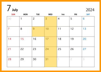 7月定休日のご案内
